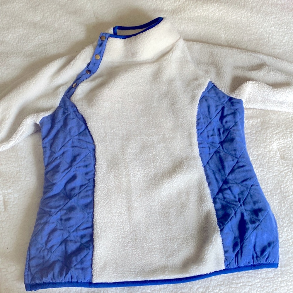 Fuzzy and Quilted Pullover with Side Buttons